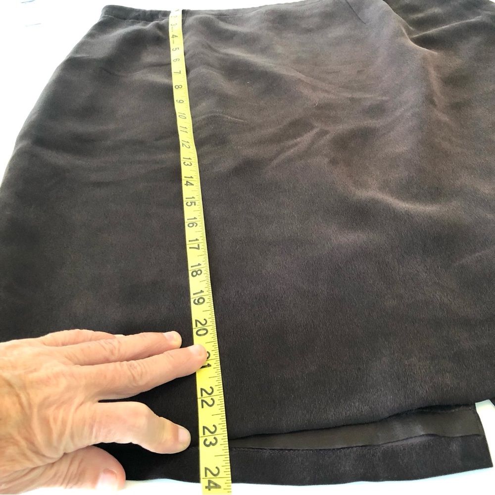Vintage Chaus 100% Silk Brown Skirt Women’s 14 Lined A-Line - Picture 11 of 12